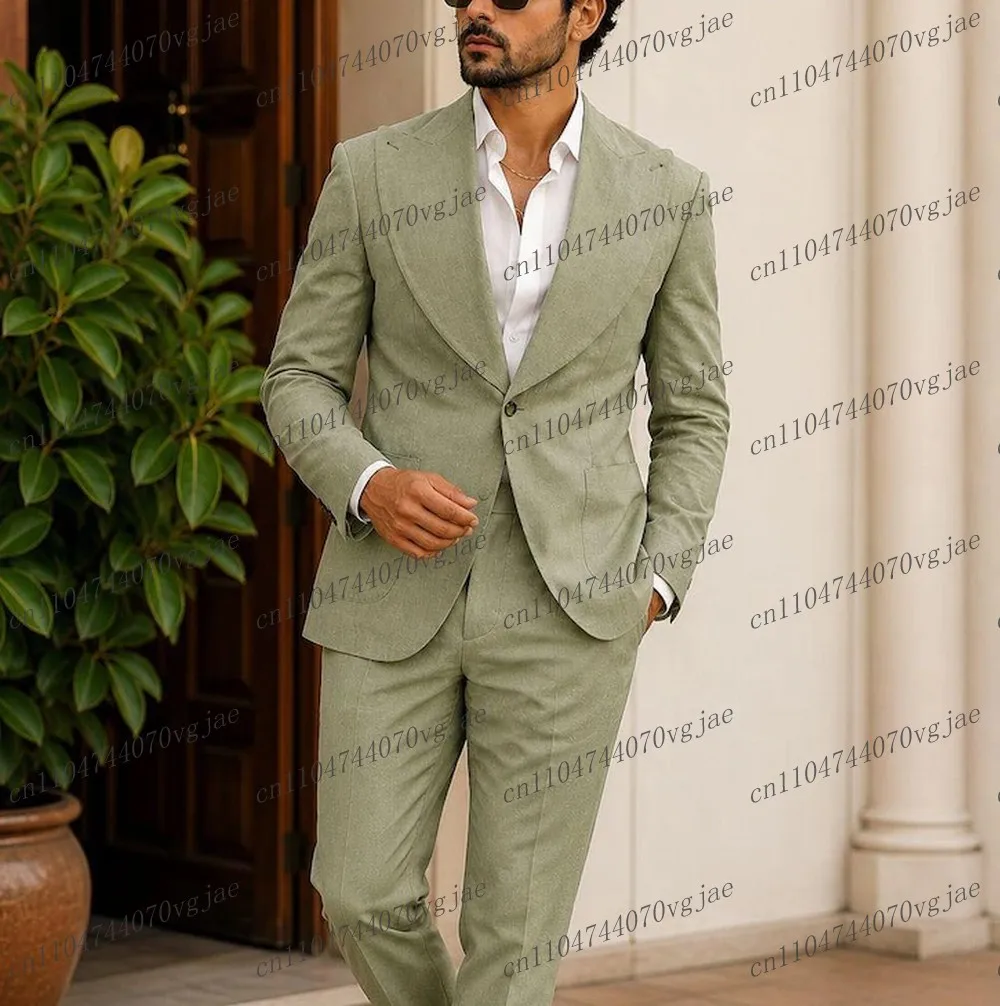 New Breathable Linen Summer Mint Green Men Suit Formal Wedding Party Groom Business Male Tuxedos 2 Piece Set Jacket Pants
New Breathable Linen Summer Mint Green Men Suit Formal Wedding Party Groom Business Male Tuxedos 2 Piece Set Jacket Pants