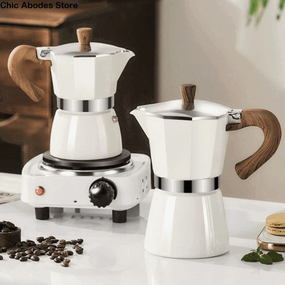 Octagonal Aluminum Moka Pot Wood Pattern Handle Durable Espresso Maker Pot 150ml/300ml Brewing Tool Brewing Coffee Pot Stovetop
Octagonal Aluminum Moka Pot Wood Pattern Handle Durable Espresso Maker Pot 150ml/300ml Brewing Tool Brewing Coffee Pot Stovetop
