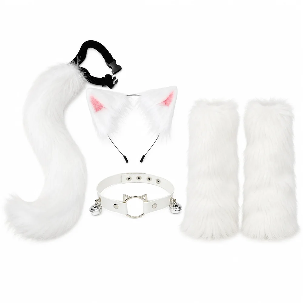 Lolita Fox Tail Ears Paw Gloves Knitted Artificial Fur Boot Covers Black White Halloween Cosplay Costume Outfit Set
Lolita Fox Tail Ears Paw Gloves Knitted Artificial Fur Boot Covers Black White Halloween Cosplay Costume Outfit Set