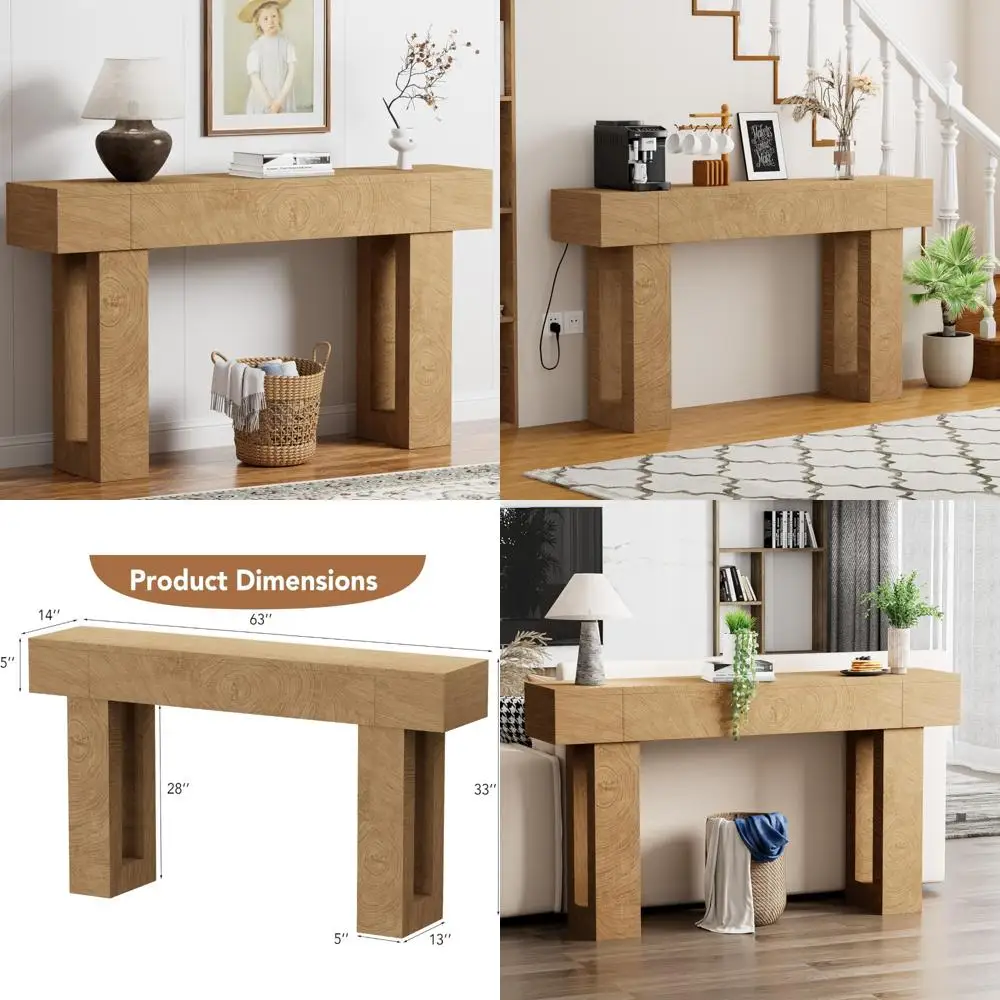 63-Inch Farmhouse Style Rectangular Console Table for Entryway and Living Room
63-Inch Farmhouse Style Rectangular Console Table for Entryway and Living Room