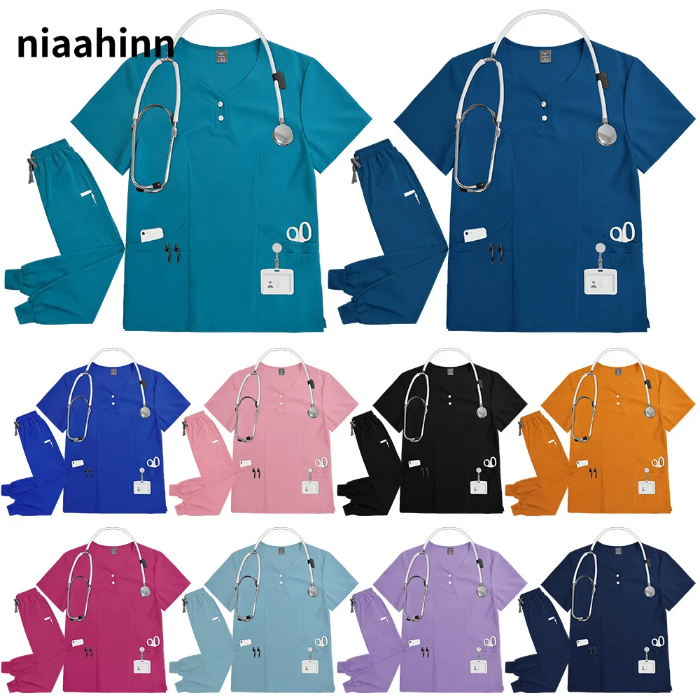 Women Men Operating Room Workwear Short Sleeve V-neck Tops Nursing Pant Uniform Doctor Nurse Uniform Suit Scrub Uniform Overalls
Women Men Operating Room Workwear Short Sleeve V-neck Tops Nursing Pant Uniform Doctor Nurse Uniform Suit Scrub Uniform Overalls