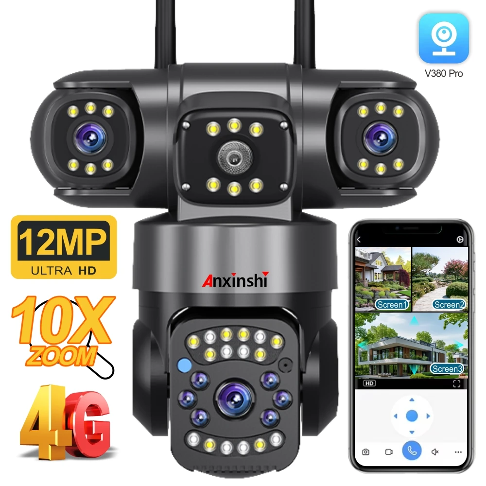 Anxinshi 12MP трехобъективная Wi-Fi IP-камера HD уличная водонепроницаемая двусторонняя связь полноцветная камера ночного видения PTZ CCTV V380 PRO камеры
Anxinshi 12MP трехобъективная Wi-Fi IP-камера HD уличная водонепроницаемая двусторонняя связь полноцветная камера ночного видения PTZ CCTV V380 PRO камеры