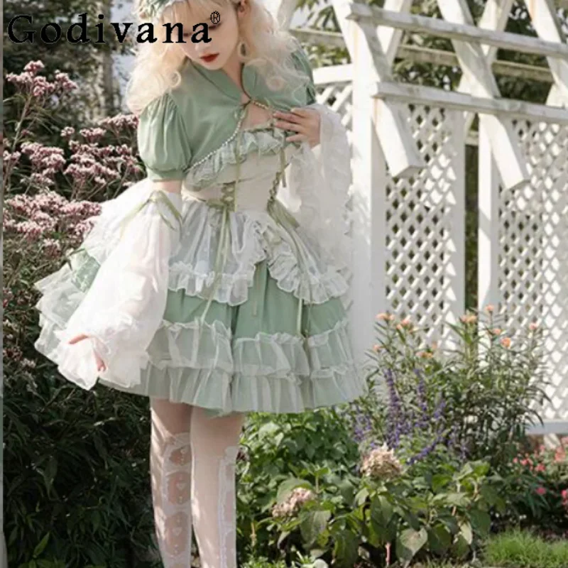 Large Size Elegant Green Slash Neck Lace Fairy Suspender Dress Fashion High Waist A-line Age Reduction Cake Princess Dresses
Large Size Elegant Green Slash Neck Lace Fairy Suspender Dress Fashion High Waist A-line Age Reduction Cake Princess Dresses