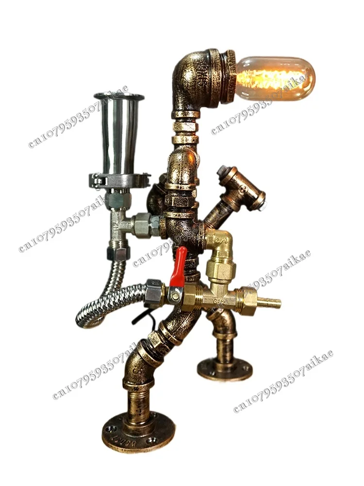 Hand-made water pipe robot vintage industrial wine rack table lamp creative decorative ornaments wine dispenser
Hand-made water pipe robot vintage industrial wine rack table lamp creative decorative ornaments wine dispenser