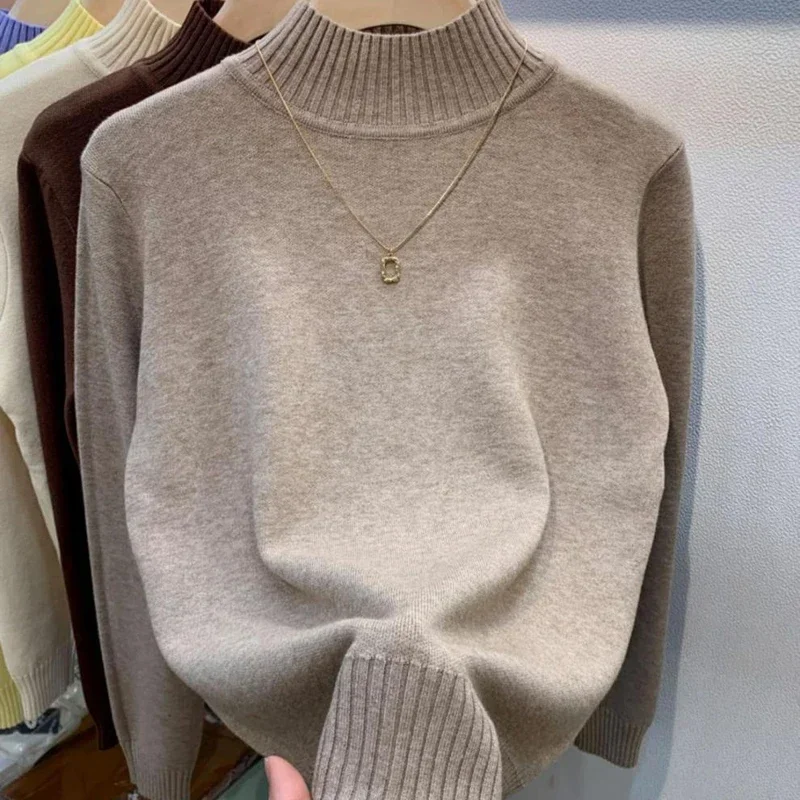 Turtleneck Solid Sweater Women Fashion New Stretch Tops Knitted Pullovers Long Sleeve Bottoming Knitted Simple Chic Clothes
Turtleneck Solid Sweater Women Fashion New Stretch Tops Knitted Pullovers Long Sleeve Bottoming Knitted Simple Chic Clothes