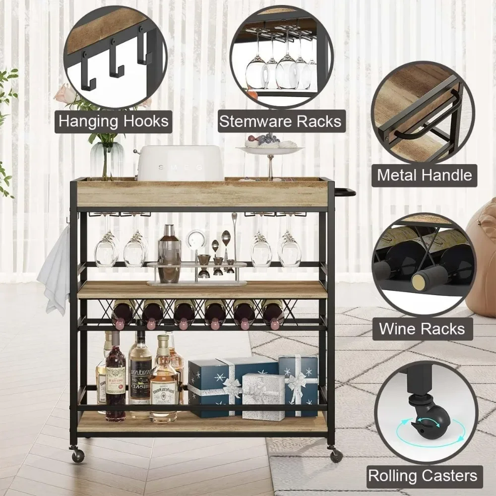 Hot salesHome Bar Cart with 3-Tier Storage and Rolling Wheels for Serving Drinks and Beverages
Hot salesHome Bar Cart with 3-Tier Storage and Rolling Wheels for Serving Drinks and Beverages
