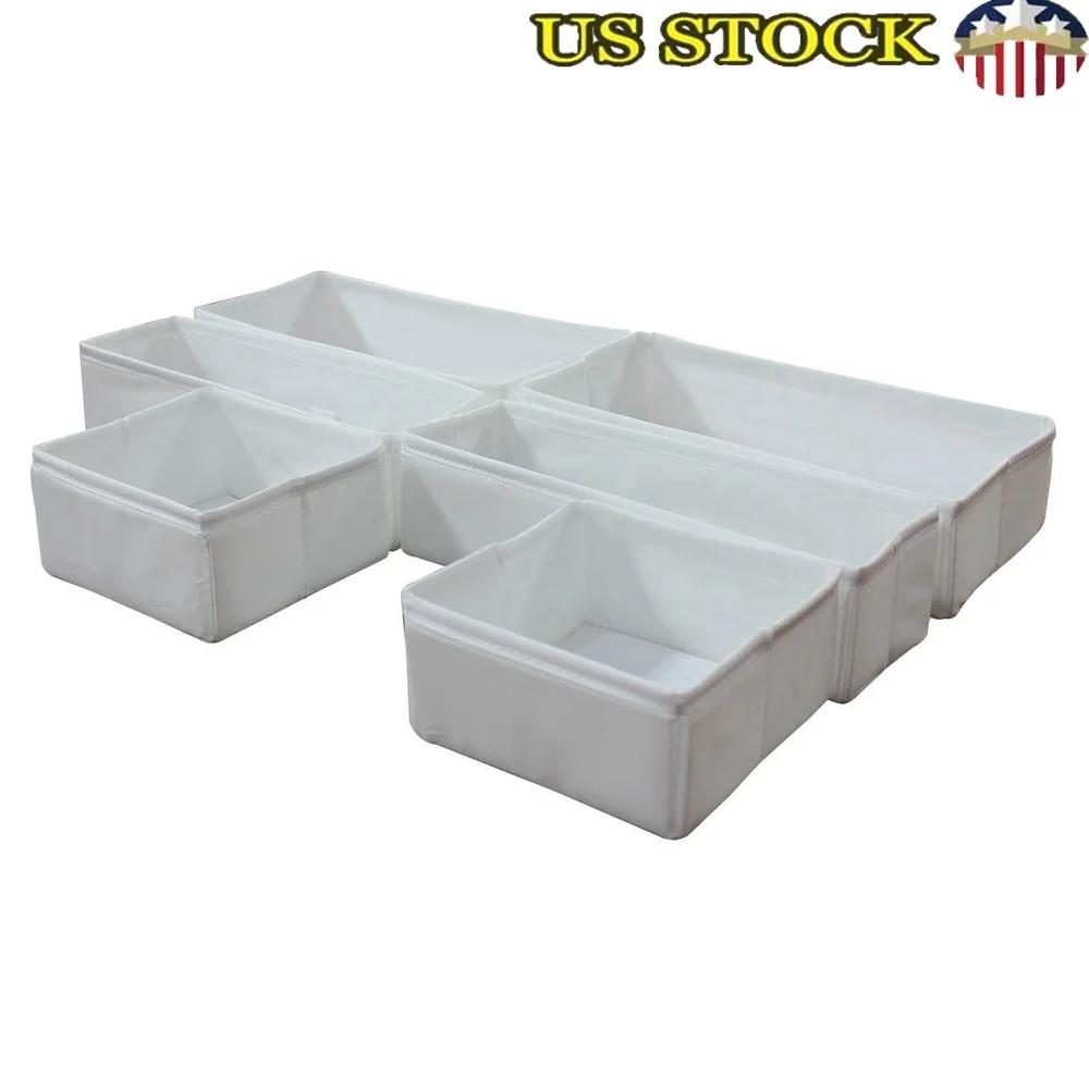 White Fabric Drawer Organizer Set 6 Bins Storage Solution Home Office Closet Shelf Dresser Accessories Neat Tidy Durable 
White Fabric Drawer Organizer Set 6 Bins Storage Solution Home Office Closet Shelf Dresser Accessories Neat Tidy Durable