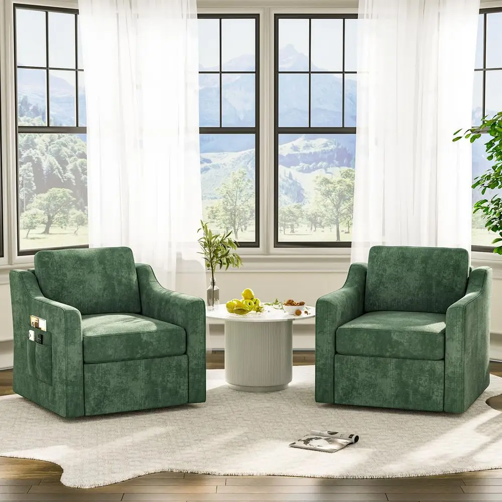 Swivel Accent Chair Set of 2, Large Comfy Reading Chairs, Square SingleSeat Armchair Upholstered Sofa for Reading, Nursery, Liv
Swivel Accent Chair Set of 2, Large Comfy Reading Chairs, Square SingleSeat Armchair Upholstered Sofa for Reading, Nursery, Liv