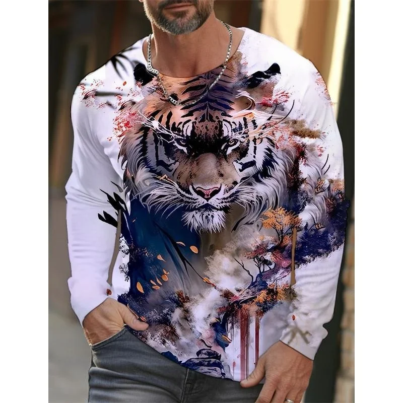 Cool Tiger Pattern T Shirt For Men Chinese Painting 3D Printed Tees Summer Casual Long Sleeves O-Neck Tops Loose Street T-Shirts
Cool Tiger Pattern T Shirt For Men Chinese Painting 3D Printed Tees Summer Casual Long Sleeves O-Neck Tops Loose Street T-Shirts