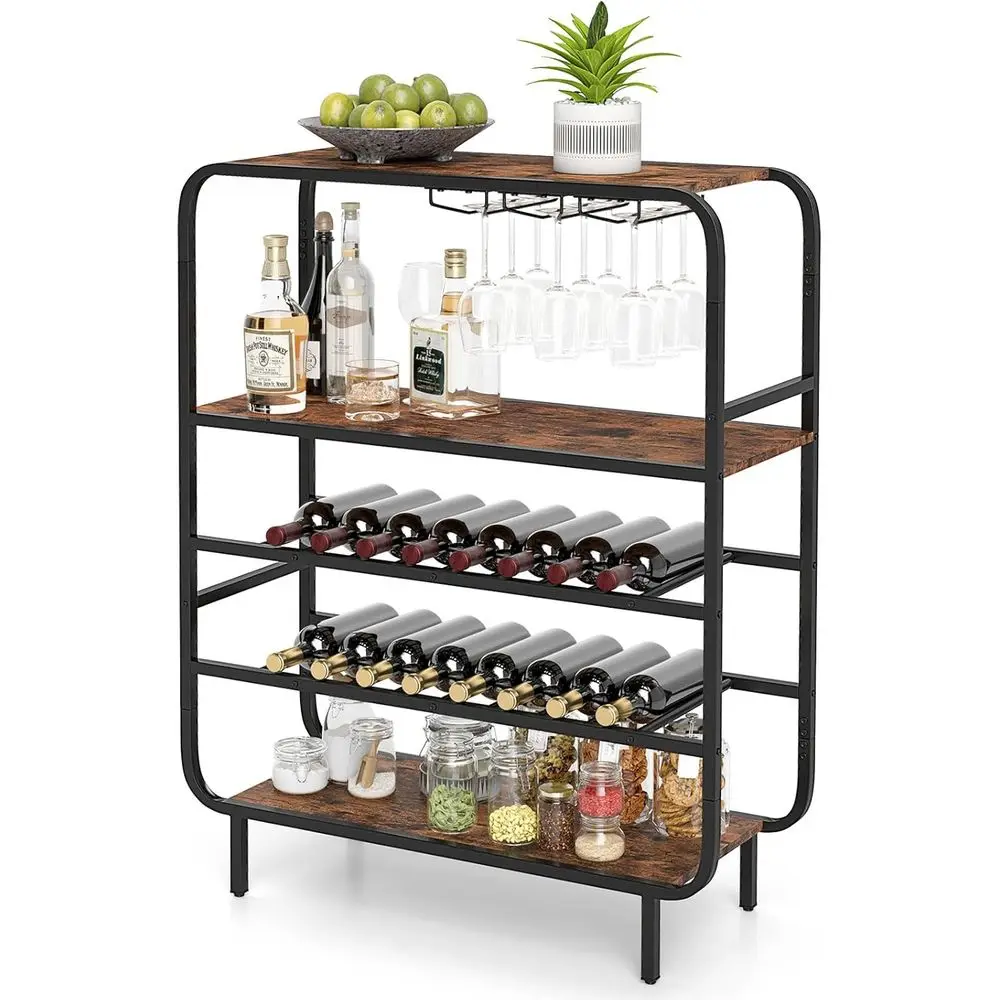 16 Bottle Freestanding Wine Rack, Metal Frame 5-Tier Shelf with Glass Holders for Kitchen Home Bar
16 Bottle Freestanding Wine Rack, Metal Frame 5-Tier Shelf with Glass Holders for Kitchen Home Bar