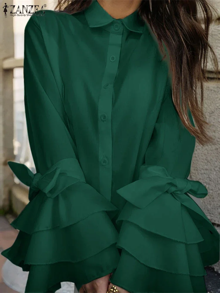 ZANZEA 2025 Fashion Women Blouse Lapel Collar Buttons Elegant Tops Office Lady Solid Vintage Flare Sleeve Shirt Bowknot Tops
ZANZEA 2025 Fashion Women Blouse Lapel Collar Buttons Elegant Tops Office Lady Solid Vintage Flare Sleeve Shirt Bowknot Tops