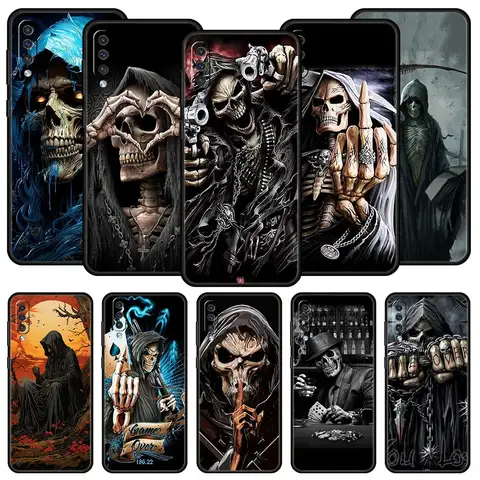 Cassa del telefono Per Samsung Galaxy A16 A14 A12 A54 A52 A50 A22 5G A20e A06 A04s A32 A72 A70 A30 A34 Copertura Grim Reaper Teschio Scheletro