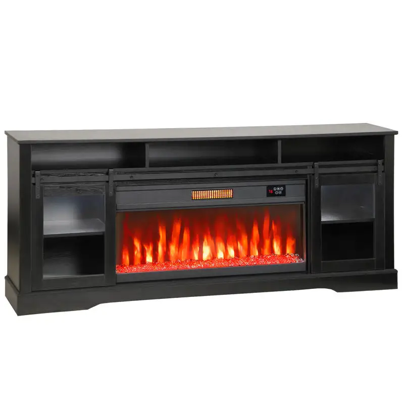 HOMCOM Fireplace TV Stand for TVs Up to 80 Inch, TV Console with Electric Fireplace, Open Storage and Side Cabinets, Black
HOMCOM Fireplace TV Stand for TVs Up to 80 Inch, TV Console with Electric Fireplace, Open Storage and Side Cabinets, Black