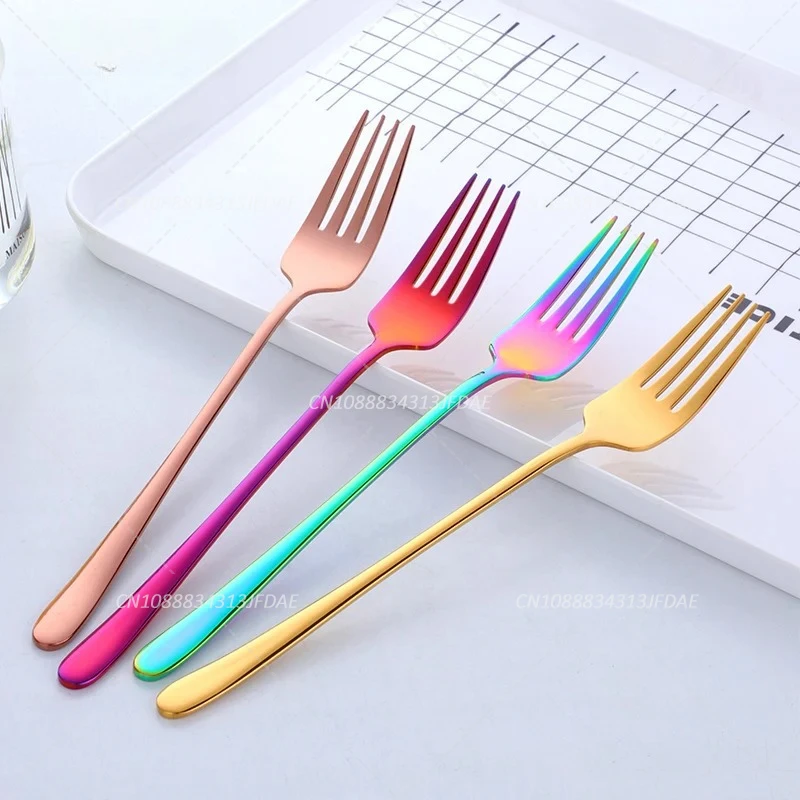 8 Colors Stainless Steel Long Handle Dinner fork Korean Rainbow Fork Hotel Restaurant Party Supplies Dinnerware Steak Gold Fork 
8 Colors Stainless Steel Long Handle Dinner fork Korean Rainbow Fork Hotel Restaurant Party Supplies Dinnerware Steak Gold Fork