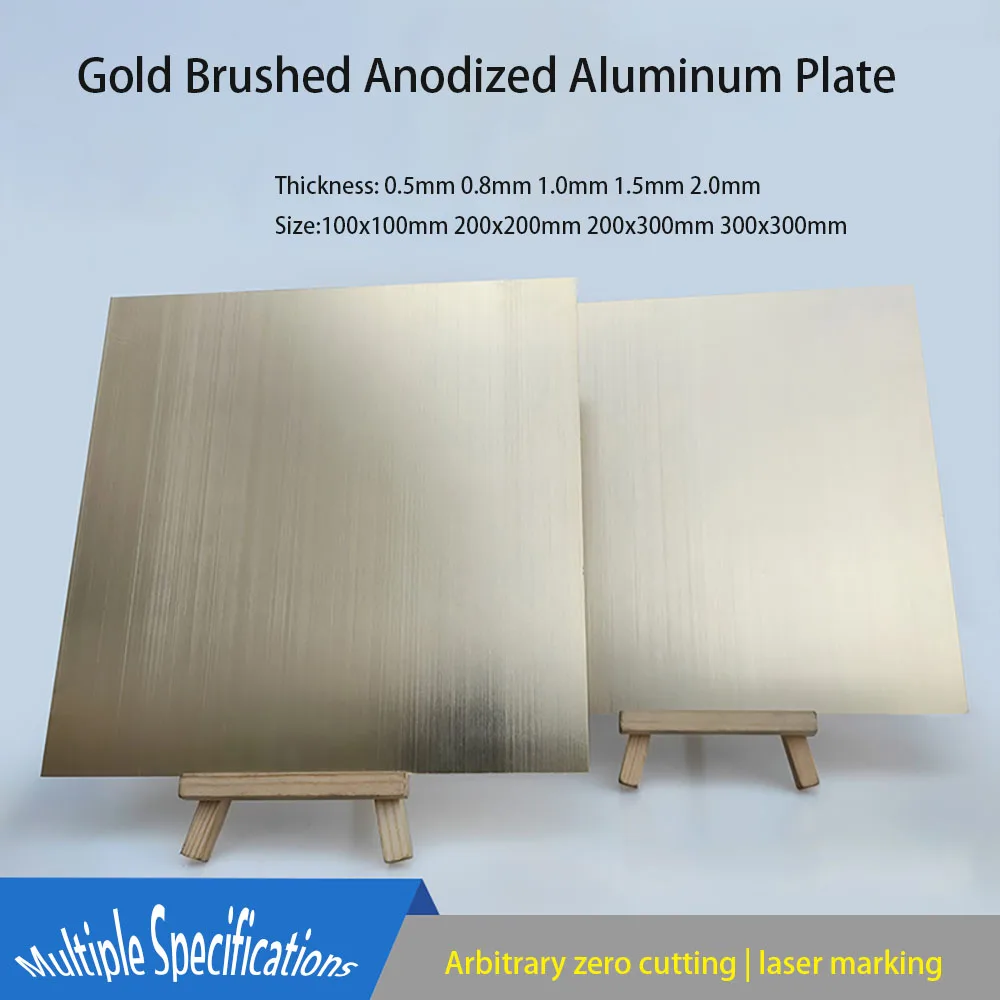 Gold Brushed Anodized Aluminum Plate Thickness 0.5/0.8/1.0/1.5/2.0mm 100x100mm 200x200mm 200x300mm 300x300mm
Gold Brushed Anodized Aluminum Plate Thickness 0.5/0.8/1.0/1.5/2.0mm 100x100mm 200x200mm 200x300mm 300x300mm