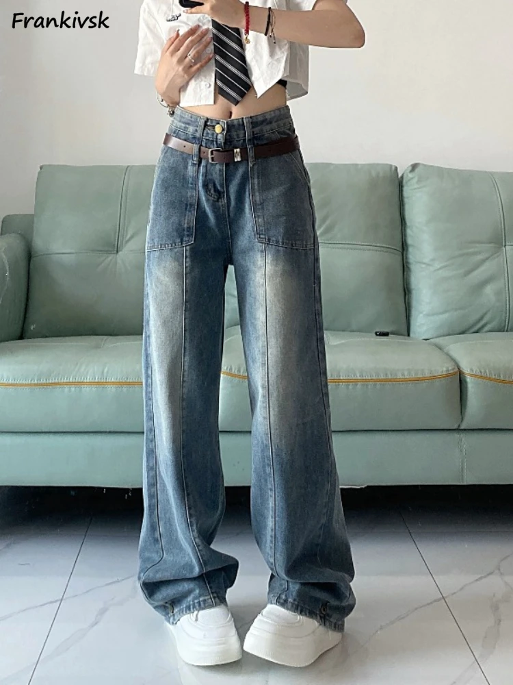 Wide Leg Jeans Women Fashion Pocket Streewear All-match Leisure Autumn Full Length European Style Retro Vintage Trousers
Wide Leg Jeans Women Fashion Pocket Streewear All-match Leisure Autumn Full Length European Style Retro Vintage Trousers