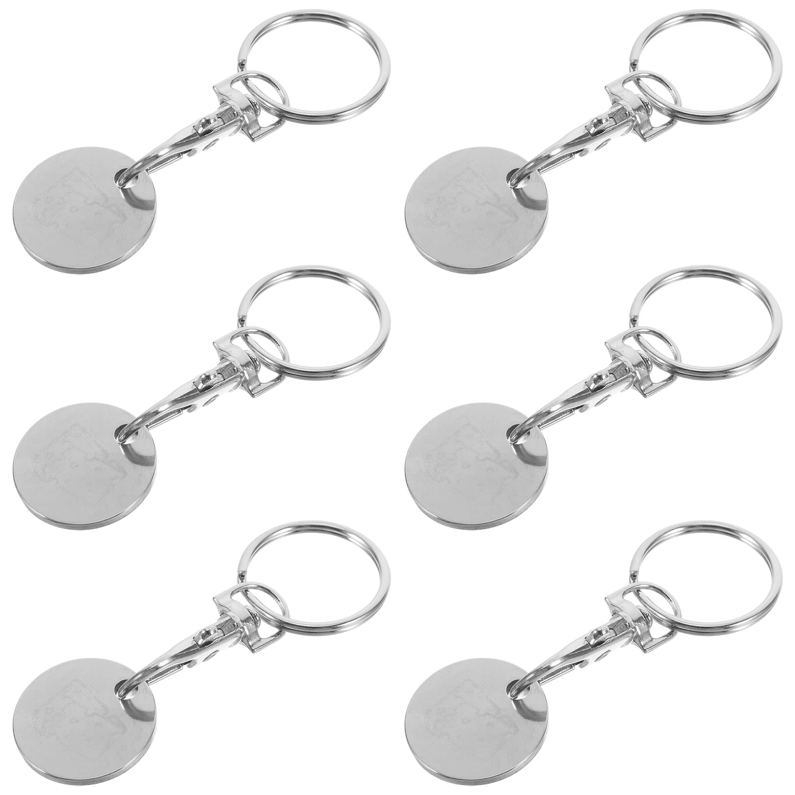 6 Pcs Supermarket Trolley Tokens Cart Key Holder Shopping Coin Keychain Quarter Stainless Steel Metal
6 Pcs Supermarket Trolley Tokens Cart Key Holder Shopping Coin Keychain Quarter Stainless Steel Metal