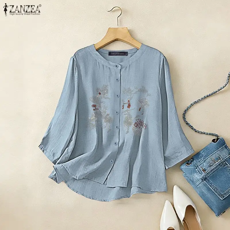2026 ZANZEA Женская модная блузка с круглым вырезом и рукавом 3/4, повседневная, с принтом, элегантная, для офиса, уличный стиль, корейский топ, туника, блуза для женщин
2026 ZANZEA Женская модная блузка с круглым вырезом и рукавом 3/4, повседневная, с принтом, элегантная, для офиса, уличный стиль, корейский топ, туника, блуза для женщин