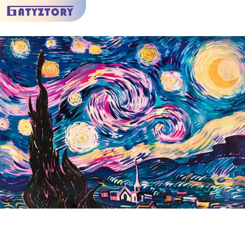 GATYZTORY Oil Painting By Numbers Starry Sky Landscape Handpainted Home Decoration Picture Night Digital Painting Canvas
GATYZTORY Oil Painting By Numbers Starry Sky Landscape Handpainted Home Decoration Picture Night Digital Painting Canvas