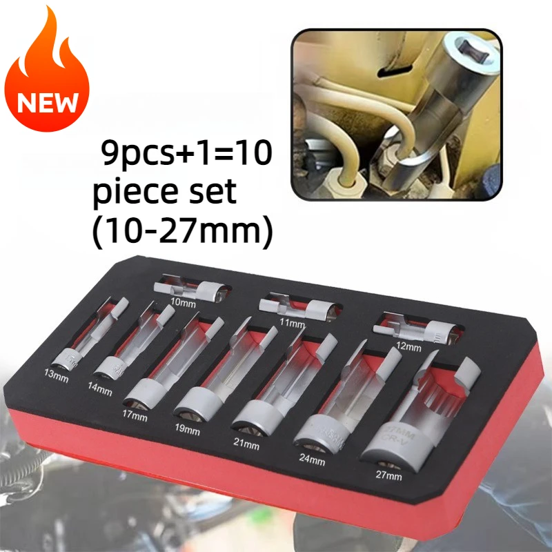 New 10Pcs Automotive O2 Oxygen Sensor Socket Wrench Remover And Thread Chaser Tool Set 10-27mm for Vehicle Maintenance
New 10Pcs Automotive O2 Oxygen Sensor Socket Wrench Remover And Thread Chaser Tool Set 10-27mm for Vehicle Maintenance