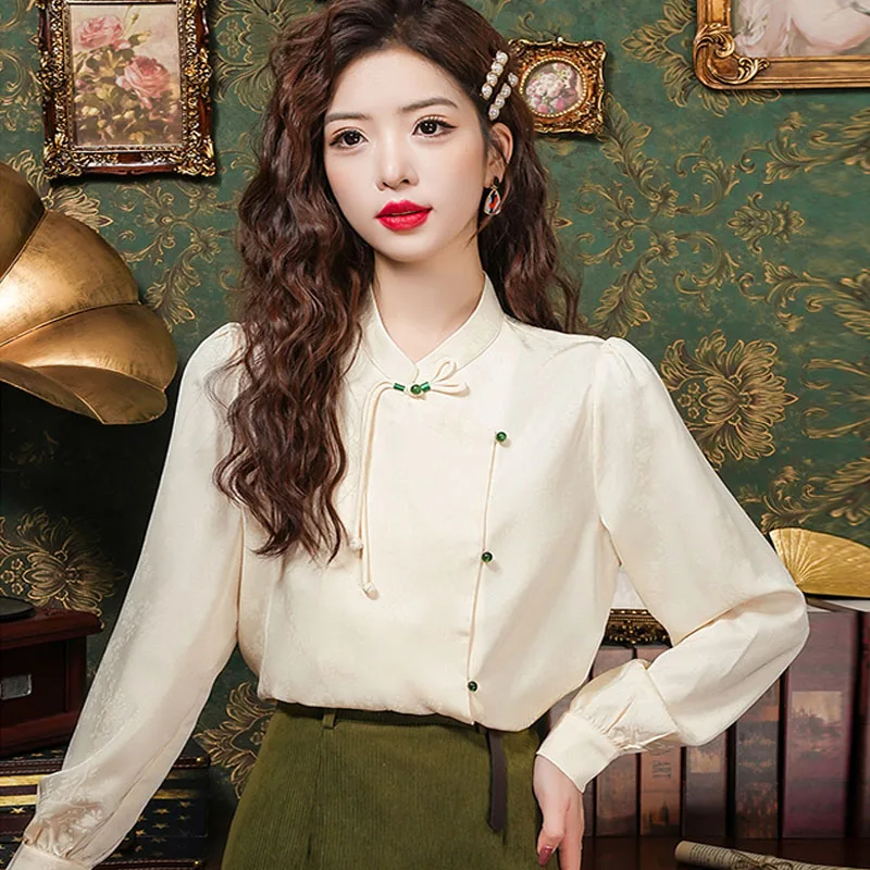 New Fashion Chinese Style Apricot Blouse Shirt Women Tops Blusas Mujer De Moda 2024 Stand Collar Long Sleeve Blouse Women H505
New Fashion Chinese Style Apricot Blouse Shirt Women Tops Blusas Mujer De Moda 2024 Stand Collar Long Sleeve Blouse Women H505