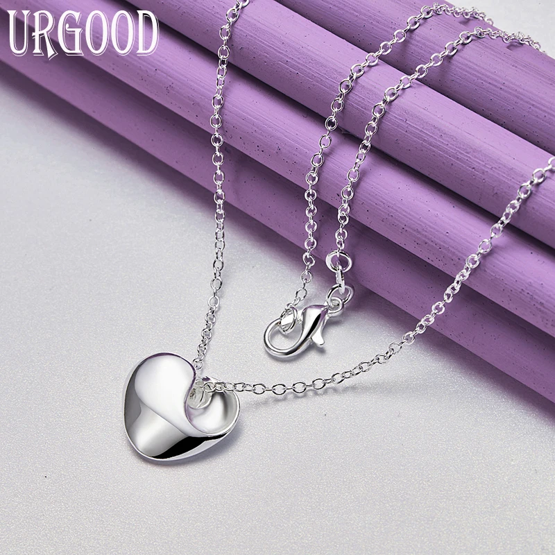 925 Sterling Silver Unique Heart Shaped Concave Pendant Necklace 16-30 Inch Chain For Women Engagement Fashion Jewelry
925 Sterling Silver Unique Heart Shaped Concave Pendant Necklace 16-30 Inch Chain For Women Engagement Fashion Jewelry