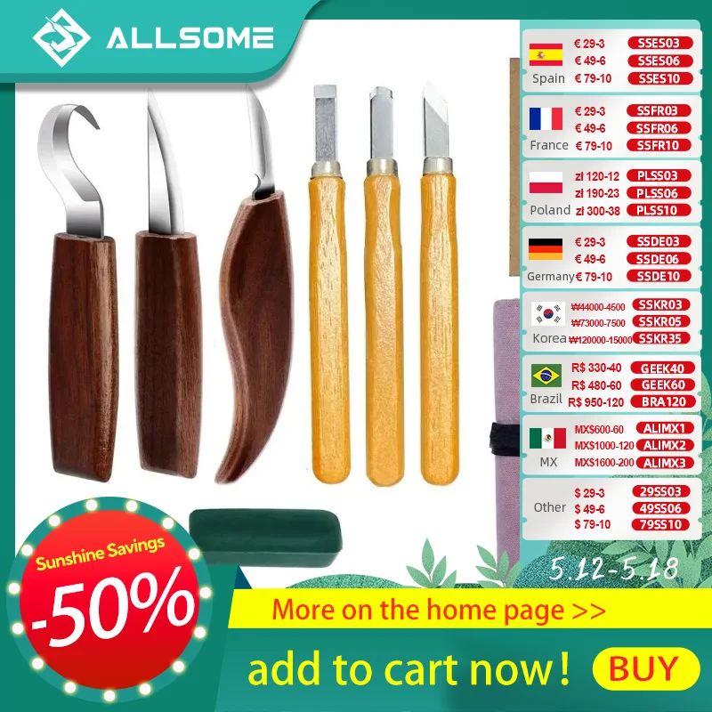 Allsome Wood Carving Tools, 9 in 1 Wood Chisel Kit with Carving Hook Knife, Whittling Knife, Chip Carving Knife for Beginners
Allsome Wood Carving Tools, 9 in 1 Wood Chisel Kit with Carving Hook Knife, Whittling Knife, Chip Carving Knife for Beginners