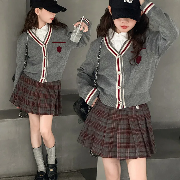 Korean Kids Girls 2pcs Outfit Teenager Girls Striped Long Sleeves Sweater 4-14Y Girls Plaid Pleated Skirt Children Girls Sets
Korean Kids Girls 2pcs Outfit Teenager Girls Striped Long Sleeves Sweater 4-14Y Girls Plaid Pleated Skirt Children Girls Sets