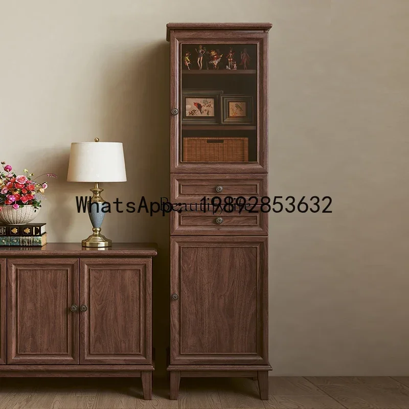 solid wood TV side cabinet North American black walnut retro multi-functional storage wall cabinet combination
solid wood TV side cabinet North American black walnut retro multi-functional storage wall cabinet combination