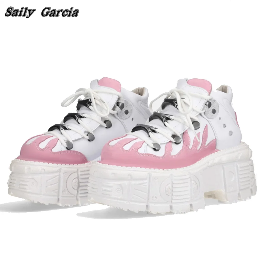 White Pink Women Chunky Heel Genuine Leather Motorcycle Boots New Fashion Punk Style Ankle Boots Round Toe Platform Metal Shoes
White Pink Women Chunky Heel Genuine Leather Motorcycle Boots New Fashion Punk Style Ankle Boots Round Toe Platform Metal Shoes