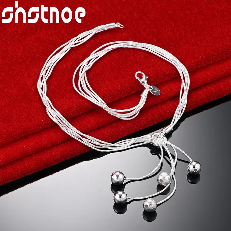 SHSTONE 925 Sterling Silver Snake Chain Smooth Frosted Beads Pendant Necklace For Woman Party Wedding Birthday Fashion Jewelry
SHSTONE 925 Sterling Silver Snake Chain Smooth Frosted Beads Pendant Necklace For Woman Party Wedding Birthday Fashion Jewelry