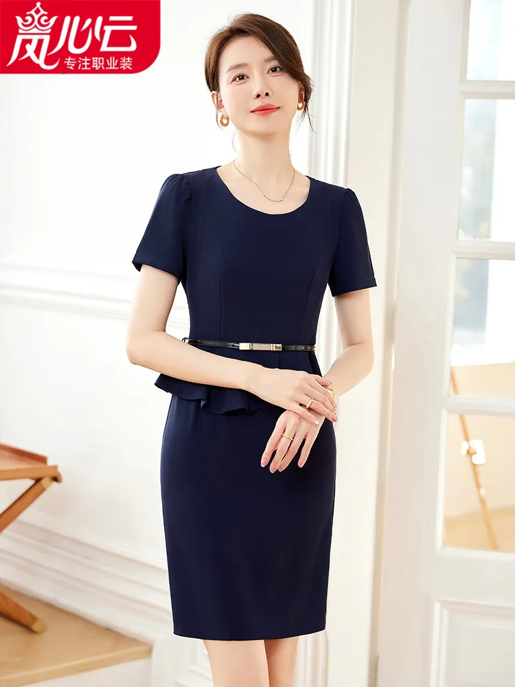 Business Dress Women's Slimming Summer Short Sleeve Fashion Temperament Goddess Style Jewelry Store Beauty Salon Front Stage Wor
Business Dress Women's Slimming Summer Short Sleeve Fashion Temperament Goddess Style Jewelry Store Beauty Salon Front Stage Wor