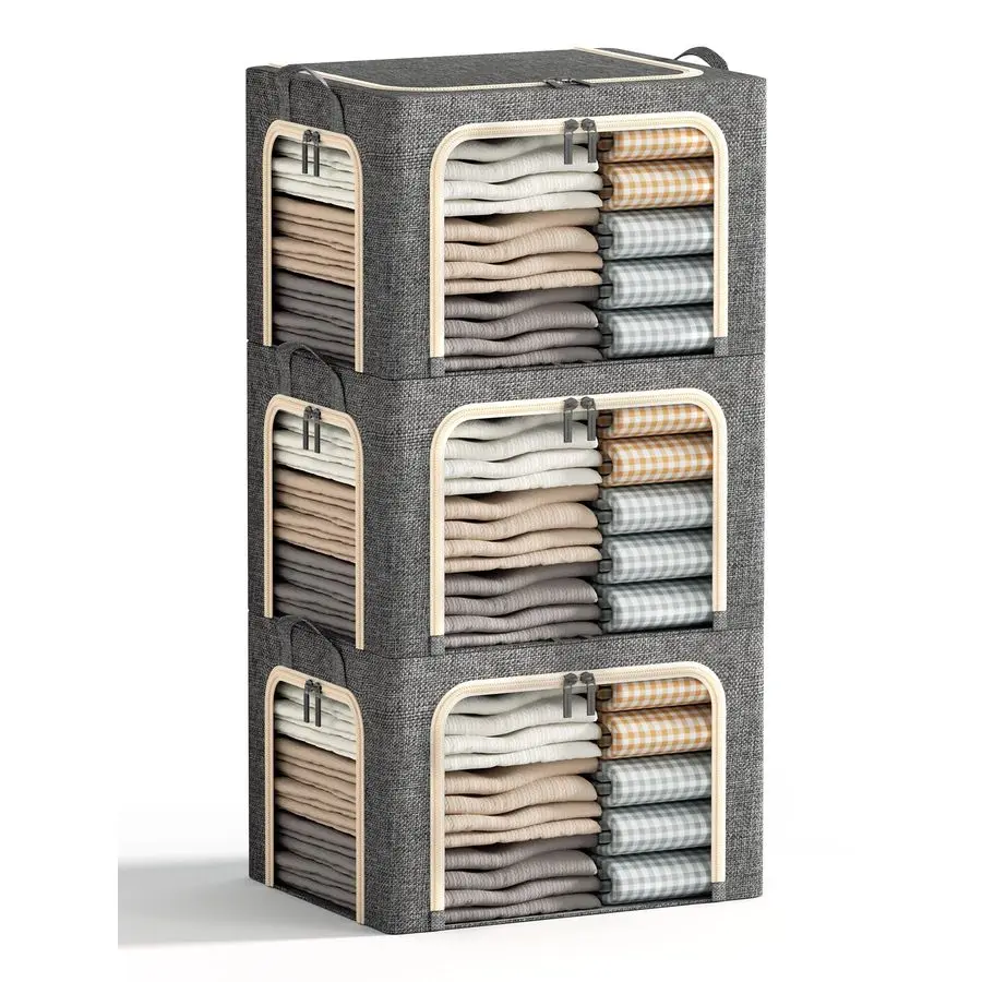 Openings Clothes Storage Bins with Metal Frame, Foldable Storage Bin for Clothes, Clothing Storage Bins with Lid, Linen Storage
Openings Clothes Storage Bins with Metal Frame, Foldable Storage Bin for Clothes, Clothing Storage Bins with Lid, Linen Storage