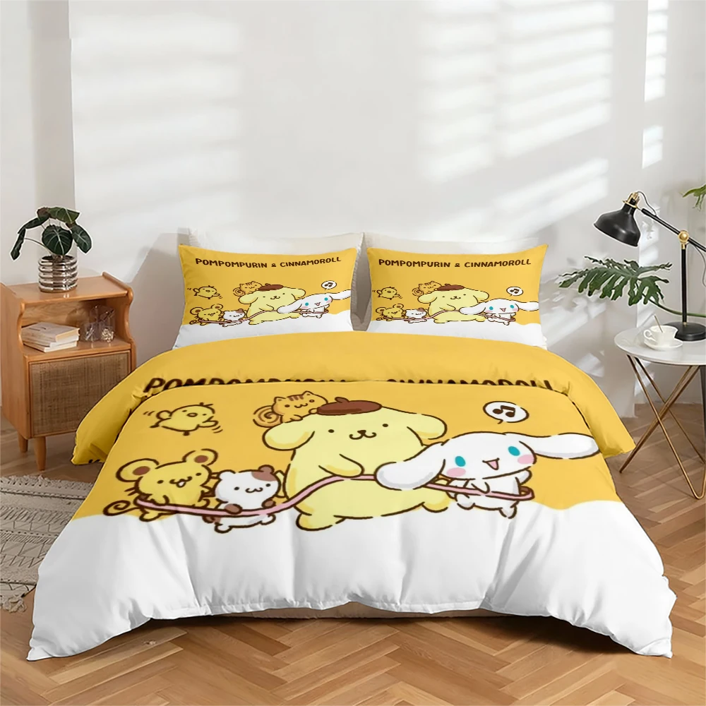 3-Piece High-Definition Digital Print Bedding Set, Large-Patterned Duvet Cover Set Featuring Cinnamoroll & Pompompurin Cartoon Designs, Includes 1 Duvet Cover + 2 Pillowcases, Suitable for Bedrooms, Guest Rooms, and Home Decor, Polyester Fiber Duvet Cover
3-Piece High-Definition Digital Print Bedding Set, Large-Patterned Duvet Cover Set Featuring Cinnamoroll & Pompompurin Cartoon Designs, Includes 1 Duvet Cover + 2 Pillowcases, Suitable for Bedrooms, Guest Rooms, and Home Decor, Polyester Fiber Duvet Cover