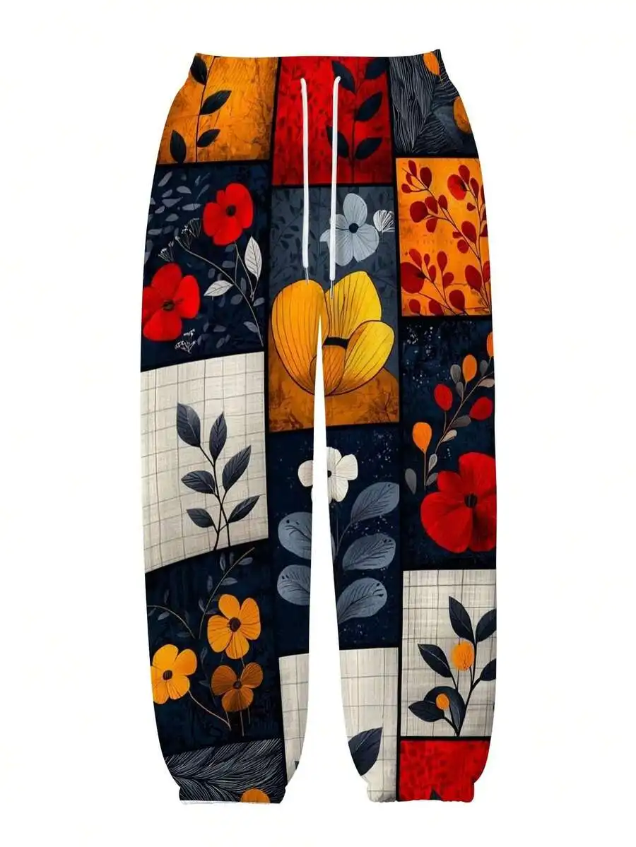 Women Floral Patchwork Sweatpants Elastic Cuffed Casual Loose Fit Full Length
Women Floral Patchwork Sweatpants Elastic Cuffed Casual Loose Fit Full Length