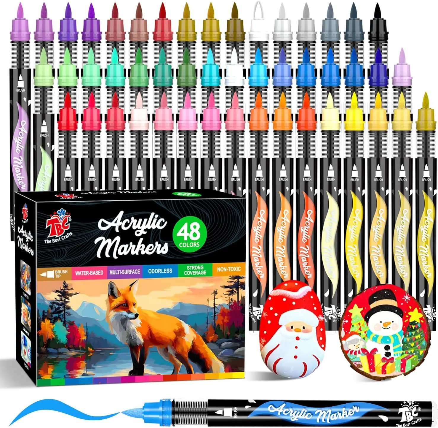 48 Colors Acrylic Paint Markers Brush Tip, Acrylic Paint Pens for Rock, Fabric, Canvas, Wood, Art Supplies for Adults, No-Bleed Ink Control
48 Colors Acrylic Paint Markers Brush Tip, Acrylic Paint Pens for Rock, Fabric, Canvas, Wood, Art Supplies for Adults, No-Bleed Ink Control