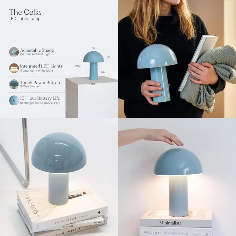 Celia Small Lamp 10" Touch-Controlled Mushroom Table Lamp, Cordless and Dimmable LED, Portable and Rechargeable Bedside Night L
Celia Small Lamp 10" Touch-Controlled Mushroom Table Lamp, Cordless and Dimmable LED, Portable and Rechargeable Bedside Night L