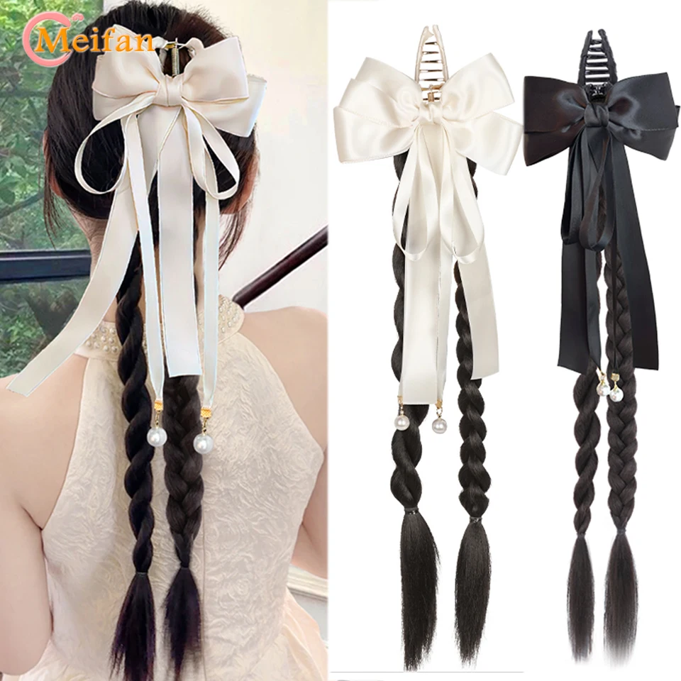MEIFAN Claw Clip Braids Ponytail Clip in Hair Extensions Ponytail with Bow hair accessories Synthetic Natural Hairpiece Ponytail
MEIFAN Claw Clip Braids Ponytail Clip in Hair Extensions Ponytail with Bow hair accessories Synthetic Natural Hairpiece Ponytail