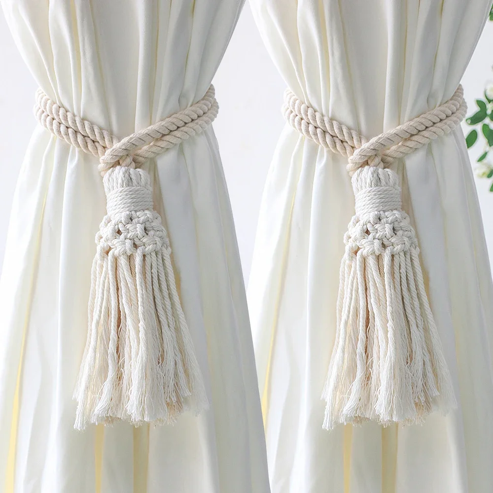 Macrame Curtain Tiebacks Rope Curtain Tie Back Decorative Woven Curtain Holdbacks Decor Room Deocration Curtains rings
Macrame Curtain Tiebacks Rope Curtain Tie Back Decorative Woven Curtain Holdbacks Decor Room Deocration Curtains rings