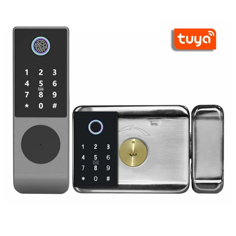 Tuya Wifi No Wiring Auto Waterproof Outdoor Gate Double Size Fingerprint Electronic Smart Door Lock With APP Remote Rim Lock 
Tuya Wifi No Wiring Auto Waterproof Outdoor Gate Double Size Fingerprint Electronic Smart Door Lock With APP Remote Rim Lock