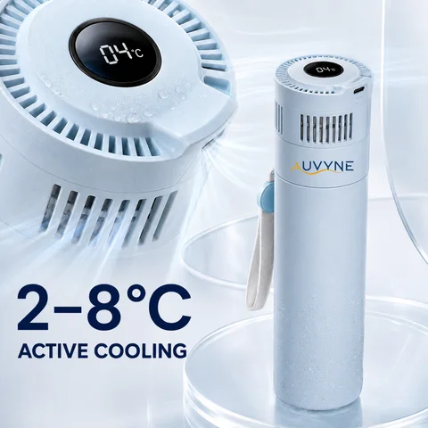 Portable Insulin Cooler 2-8°C USB-C Medicine Refrigerator for Travel, Medication Cooling Cup with Digital Display