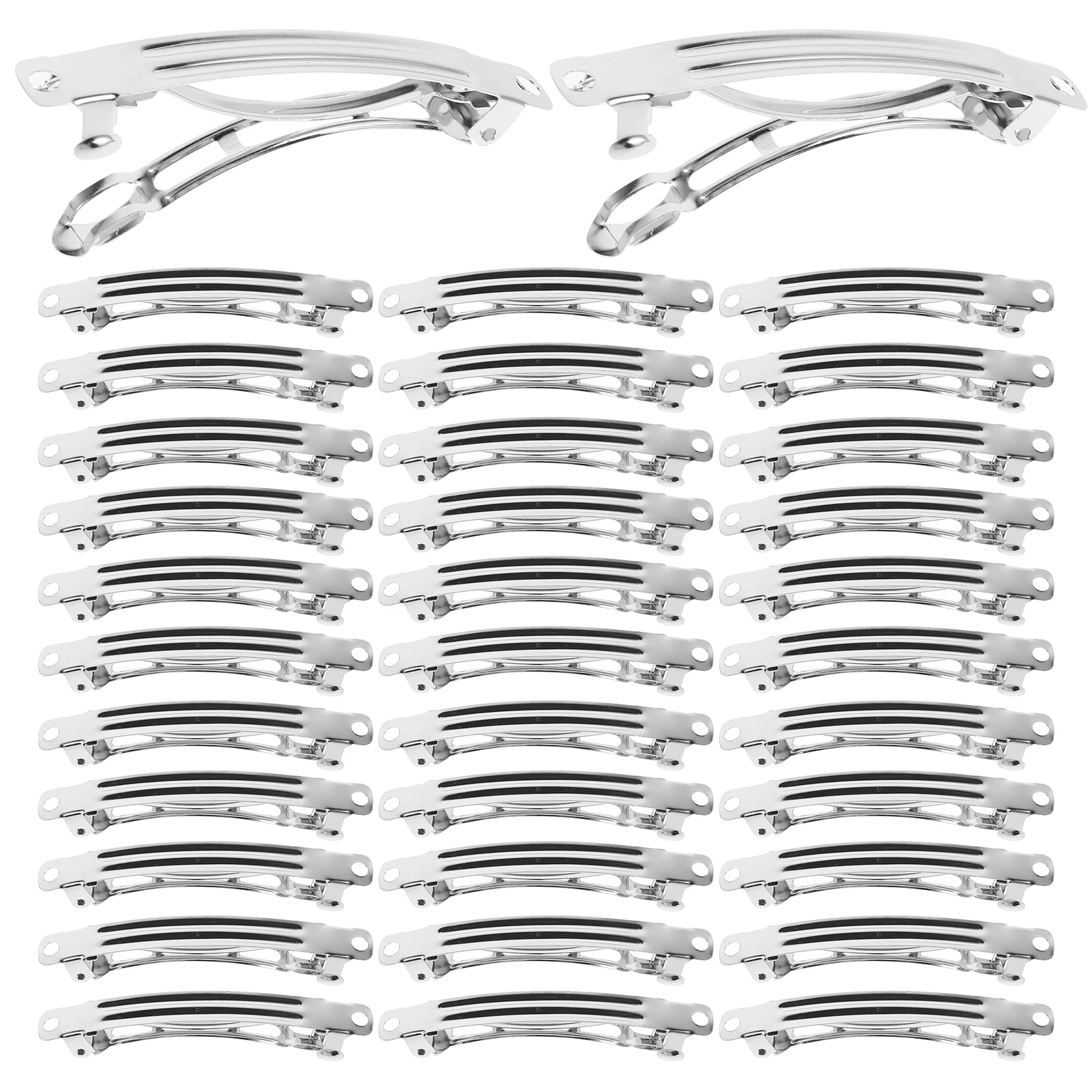 50pcs Spring Hair Clips French Barrette DIY Blank Silver Metal Hair Accessories Snap Barrettes Travel Elegant Stylish 
50pcs Spring Hair Clips French Barrette DIY Blank Silver Metal Hair Accessories Snap Barrettes Travel Elegant Stylish