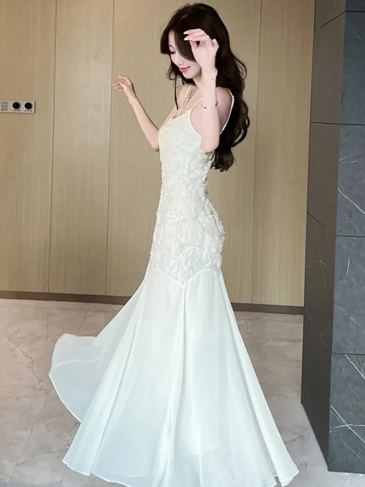 Women Elegant French Embroidery 3D Rose Slim Off Shoulder Suspender Dress Summer Waist Cinching Dresses Evening Party Prom Gown
Women Elegant French Embroidery 3D Rose Slim Off Shoulder Suspender Dress Summer Waist Cinching Dresses Evening Party Prom Gown