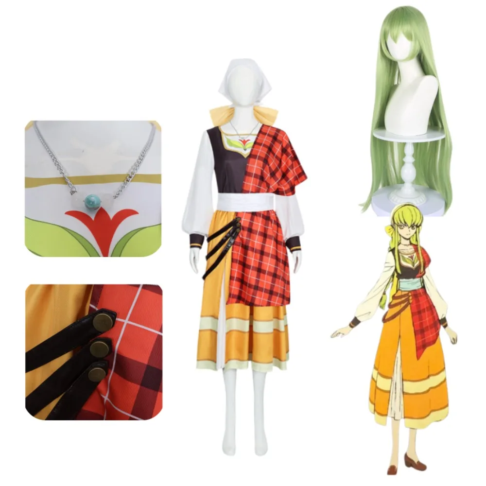 Code Geass C.C. The Witch Cosplay Countryside Dress with Headscarf Wig Adult Women Halloween Comic Con Carnival Stage Outfit
Code Geass C.C. The Witch Cosplay Countryside Dress with Headscarf Wig Adult Women Halloween Comic Con Carnival Stage Outfit