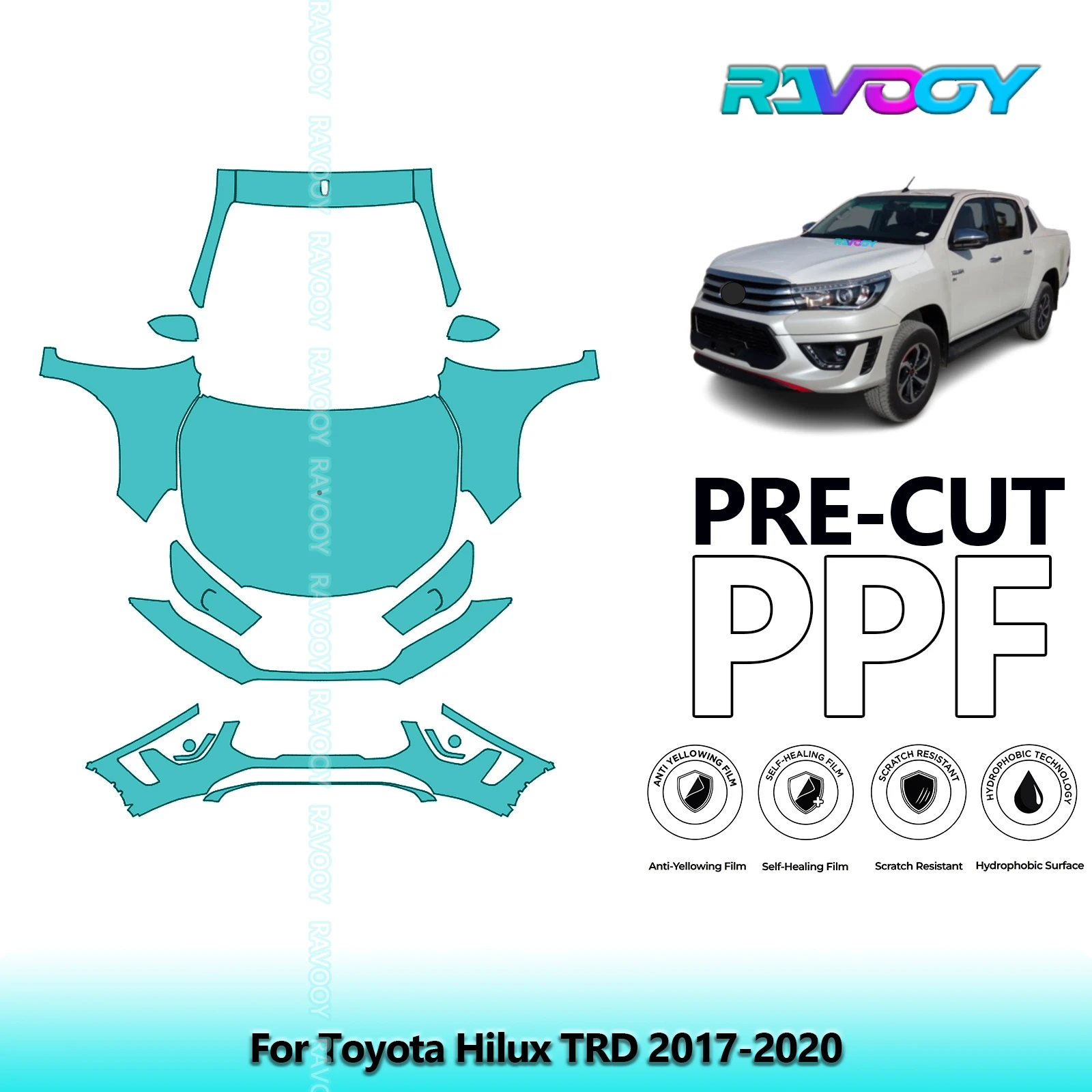8.5Mil Front Kit Precut Paint Protection Film PPF Clear Bra For Toyota Hilux TRD 2017-2020
8.5Mil Front Kit Precut Paint Protection Film PPF Clear Bra For Toyota Hilux TRD 2017-2020