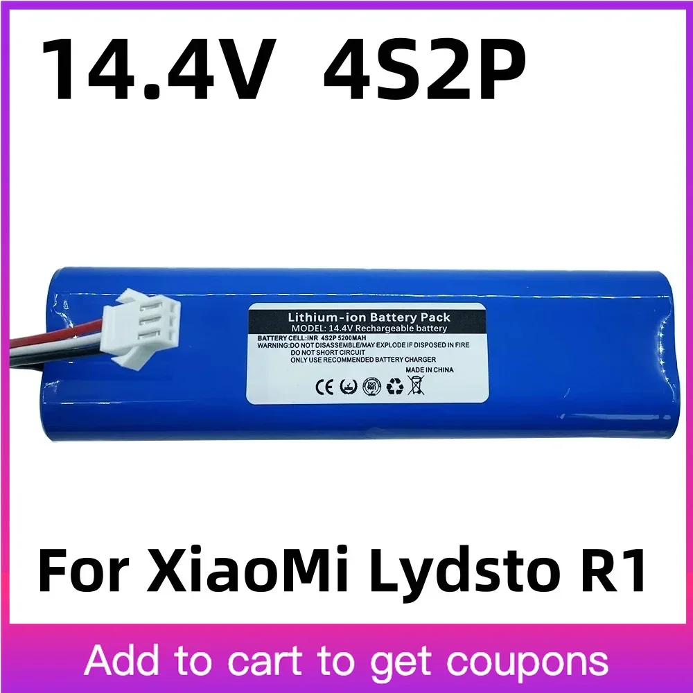 Li-ion Battery 14.4V 5200mAh For XiaoMi Lydsto R1 Robot Vacuum Cleaner R1 Battery Pack with Capacity Rechargeable
Li-ion Battery 14.4V 5200mAh For XiaoMi Lydsto R1 Robot Vacuum Cleaner R1 Battery Pack with Capacity Rechargeable