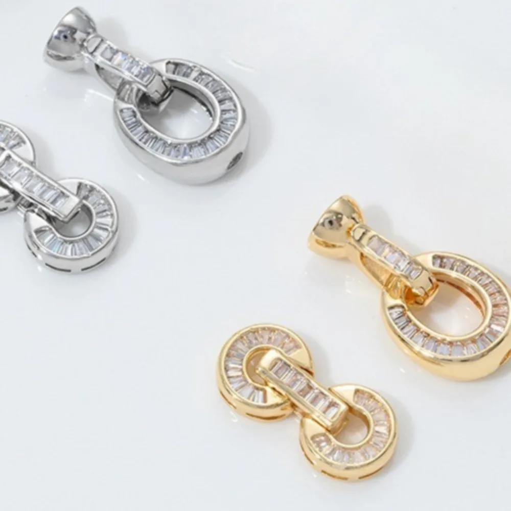 T Square Zircon Copper Gold Color Double Ring Pearl Buckle Bracelet Sweater Necklace 8-character Buckle DIY Jewelry Accessories
T Square Zircon Copper Gold Color Double Ring Pearl Buckle Bracelet Sweater Necklace 8-character Buckle DIY Jewelry Accessories