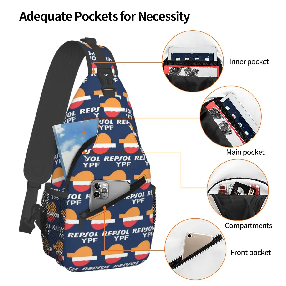 Fashion Repsol Chest Bag Men Sling Crossbody Backpack Chest Bag Travel Hiking Daypack Shoulder Bag
Fashion Repsol Chest Bag Men Sling Crossbody Backpack Chest Bag Travel Hiking Daypack Shoulder Bag