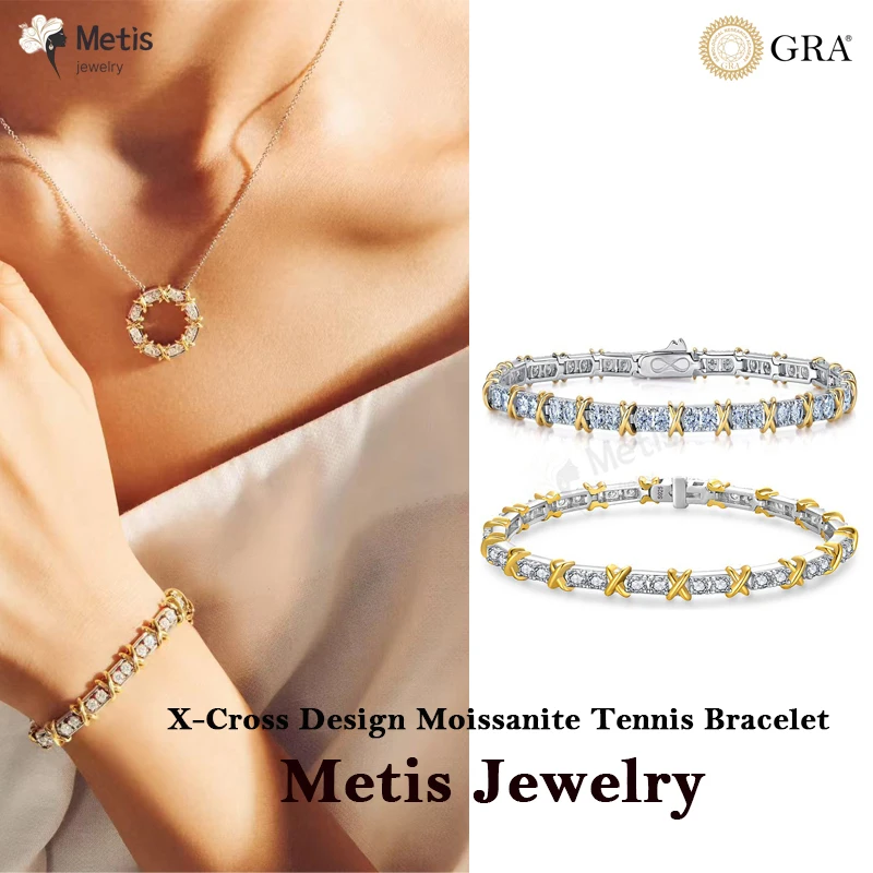 S925 Sterling Silver X-Cross Two-Tone Tennis Bracelet, 3mm D VVS1 Full Moissanite Bracelet Women Engagement Wedding Fine Jewelry
S925 Sterling Silver X-Cross Two-Tone Tennis Bracelet, 3mm D VVS1 Full Moissanite Bracelet Women Engagement Wedding Fine Jewelry