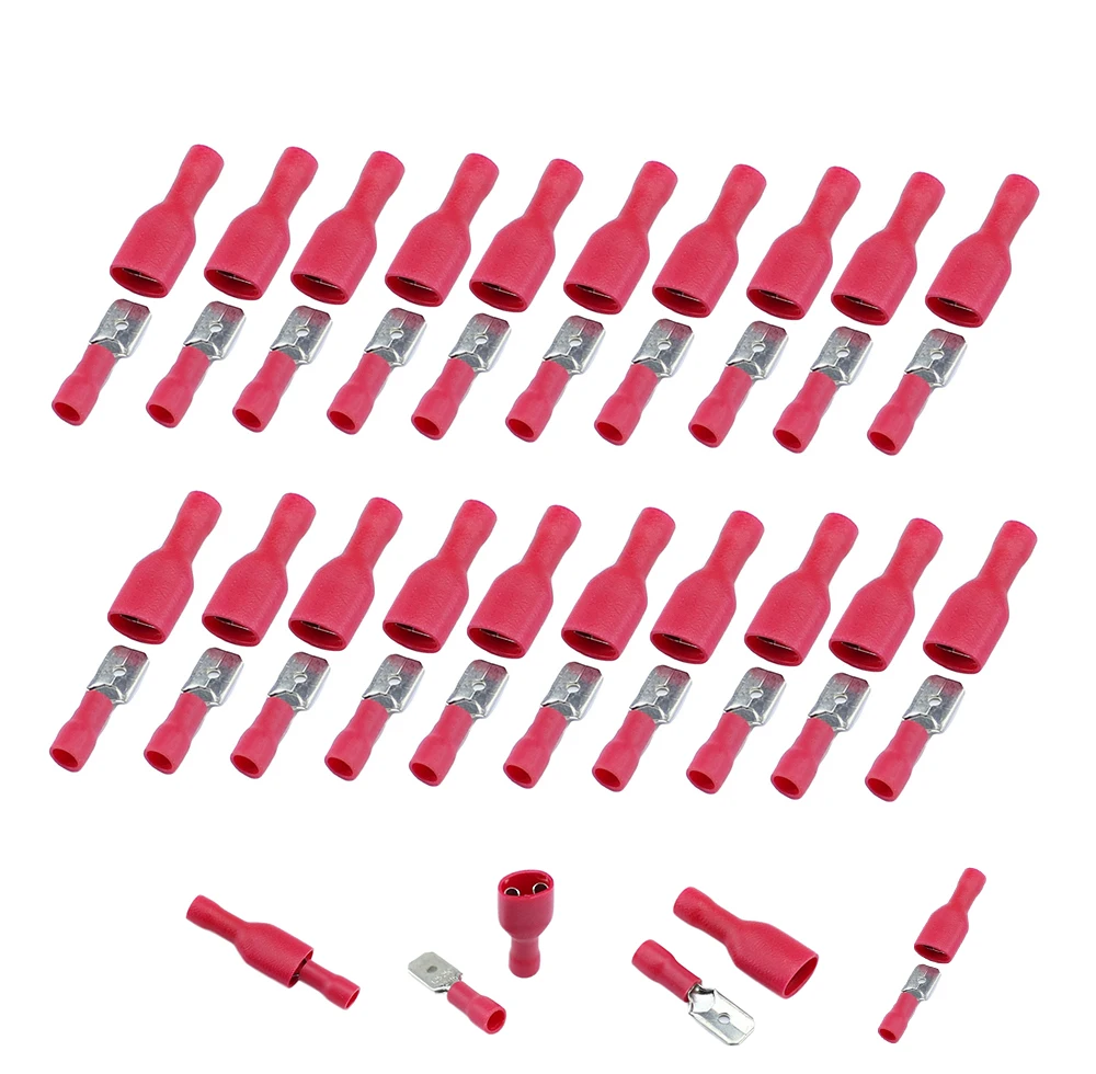 FDFD 1.25-250 MDD1.25-250 6.3mm Red Female/Male Spade Insulated Electrical Crimp Terminal Connectors
FDFD 1.25-250 MDD1.25-250 6.3mm Red Female/Male Spade Insulated Electrical Crimp Terminal Connectors